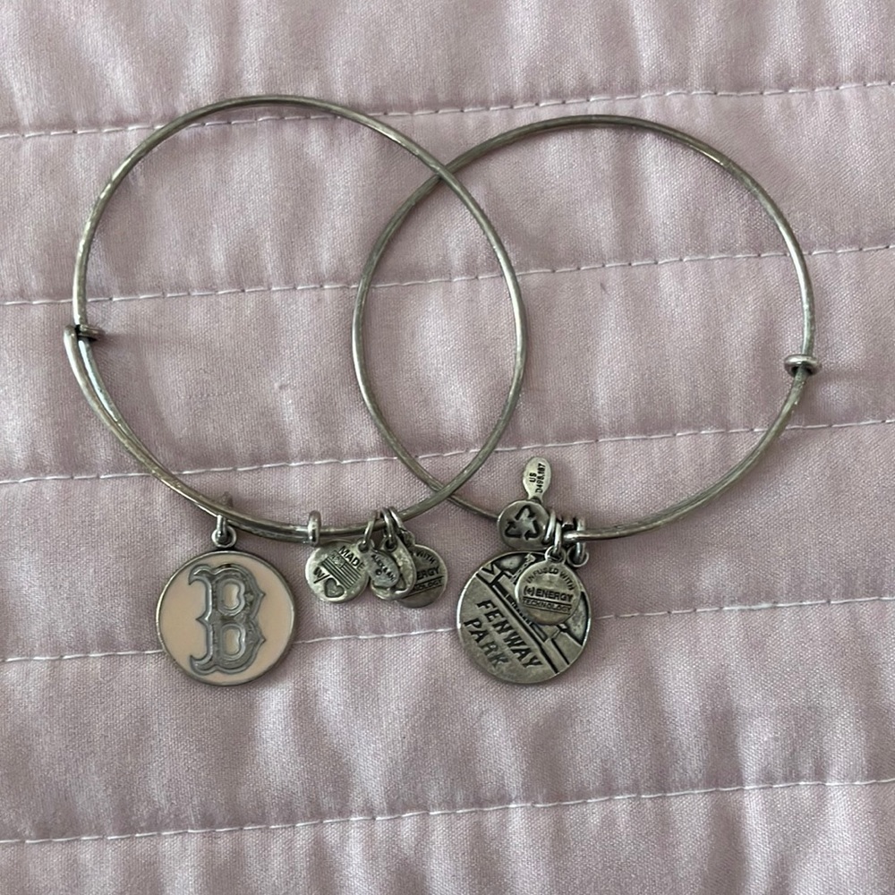 Bundle of 2 Boston Red Sox and Fenway Park Alex & Ani silver bracelets